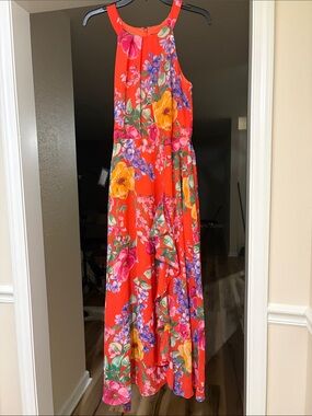 Jessica Howard Orange Floral Print Dress